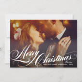 Foto van Elegant Gold Merry-kerstscript Feestdagenkaart (Voorkant)