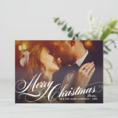 Foto van Elegant Gold Merry-kerstscript Feestdagenkaart (Staand voorkant)