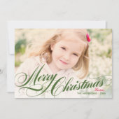 Foto van Elegant Green Merry-kerstscript Feestdagenkaart (Voorkant)