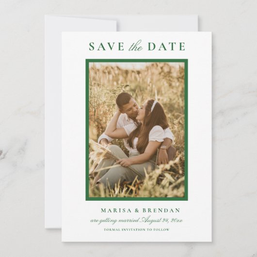 Foto van Elegant Green Wedding Save The Date (Voorkant)