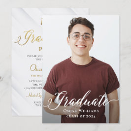 Foto van Elegant Grey Gold Graduy Party Kaart