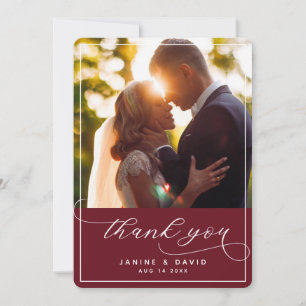Foto van Elegant Hand Lettered Burgundy Wedding Bedankkaart
