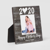 Foto van Elegant Happy Moederdag Script Heart Wood Fotoplaat (Voorkant)