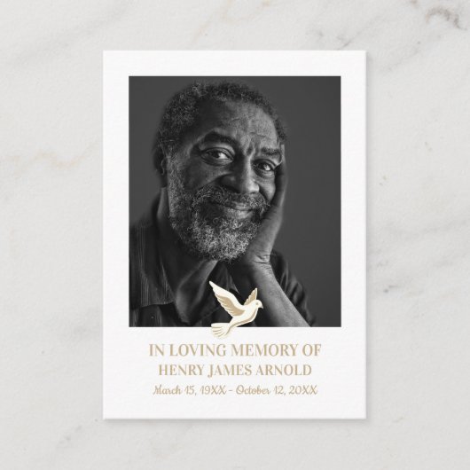 Foto van Elegant, Heilige Dove, Kaart van Prayer Visitekaartje (Voorkant)