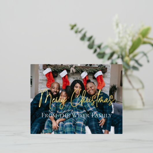 Foto van Elegant Kerstfeestdag Folie Feestdagen Briefkaart (Staand Voorkant)