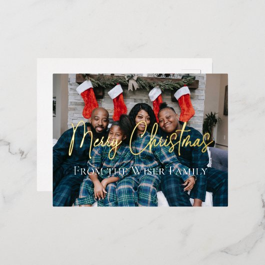 Foto van Elegant Kerstfeestdag Folie Feestdagen Briefkaart (Voorkant / Achterkant)