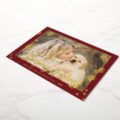 Foto van Elegant kerstscript Seizoenen Foto Folie Feestdagenkaart (Gedraaid)