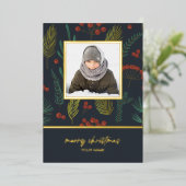 Foto van Elegant Kerstwinter Botanical Greenery Folie Feestdagenkaart (Staand Voorkant)