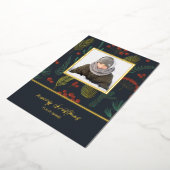 Foto van Elegant Kerstwinter Botanical Greenery Folie Feestdagenkaart (Gedraaid)