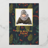 Foto van Elegant Kerstwinter Botanical Greenery Folie Feestdagenkaart (Voorkant)