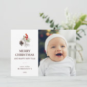 Foto van Elegant Kerstwinter Waterverf Greenery Feestdagenkaart (Staand voorkant)