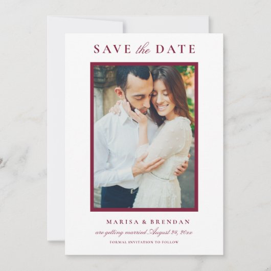 Foto van Elegant Merlot Red Wedding Save The Date (Voorkant)