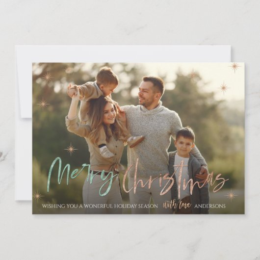 Foto van Elegant Merry Kerstcute Glitter Feestdagenkaart (Voorkant)