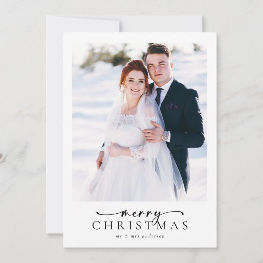 Foto van Elegant Merry-kerstscript Feestdagenkaart (Voorkant)