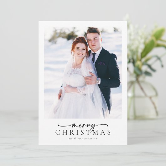 Foto van Elegant Merry-kerstscript Feestdagenkaart (Staand voorkant)