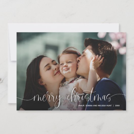 Foto van Elegant Merry-kerstscript Feestdagenkaart (Voorkant)
