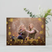 Foto van Elegant Merry-kerstscript Folie Feestdagenkaart (Staand Voorkant)