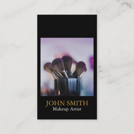 Foto van Elegant Minimalist Makeup Artiest Brushes Visitekaartje (Voorkant)