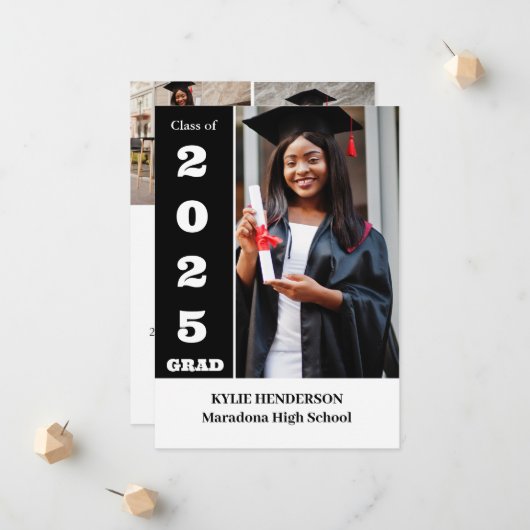 Foto van Elegant Modern Afstuderen Aankondiging (Voorkant / Achterkant in situ)