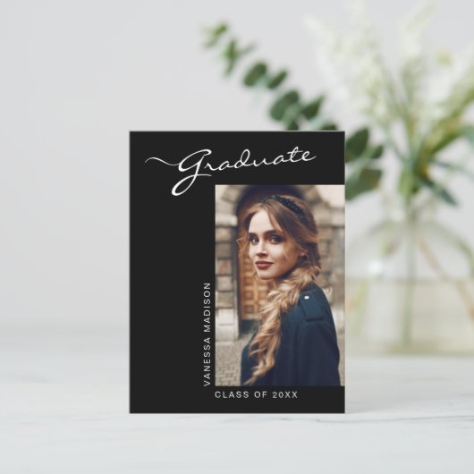 Foto van Elegant modern script | Aankondiging Afst Briefkaart (Staand voorkant)