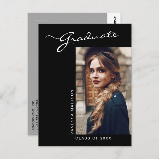 Foto van Elegant modern script | Aankondiging Afst Briefkaart (Voorkant / Achterkant)