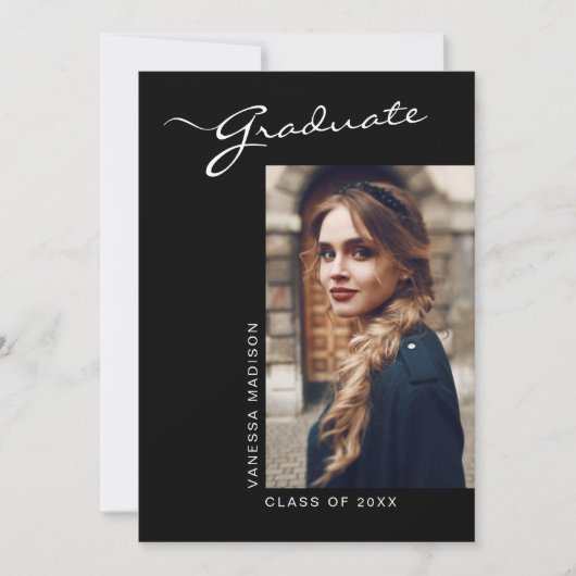 Foto van Elegant modern script | AFSTUDEREN Aankondiging (Voorkant)