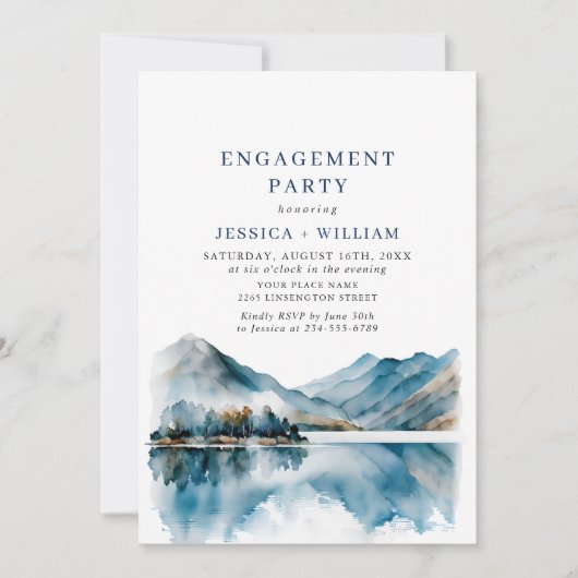 Foto van Elegant Mountains Forest Engagement Party Kaart (Voorkant)