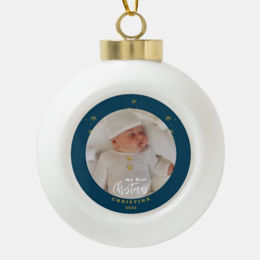 Foto van Elegant My First Kerstbaby Keramische Bal Ornament (Voorkant)
