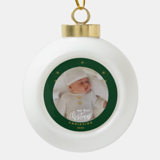 Foto van Elegant My First Kerstbaby Keramische Bal Ornament (Voorkant)