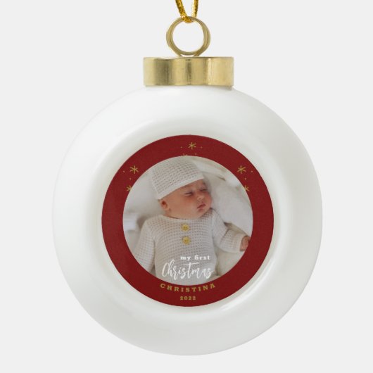 Foto van Elegant My First Kerstbaby Keramische Bal Ornament (Voorkant)