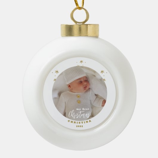 Foto van Elegant My First Kerstbaby Keramische Bal Ornament (Voorkant)
