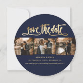 Foto van Elegant Navy Blue en Gold Wedding Save The Date (Voorkant)
