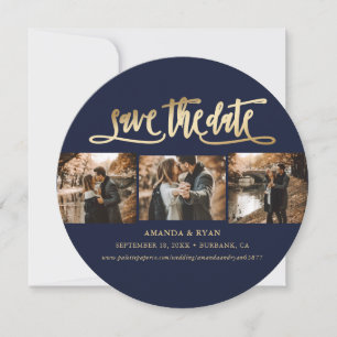 Foto van Elegant Navy Blue en Gold Wedding Save The Date