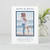 Foto van Elegant Navy Blue Wedding Save The Date (Staand voorkant)