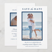 Foto van Elegant Navy Blue Wedding Save The Date (Voorkant / Achterkant)