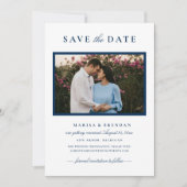 Foto van Elegant Navy Blue Wedding Save The Date (Voorkant)