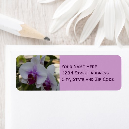 Foto van Elegant Paars en White Orchid Etiket (Insitu)