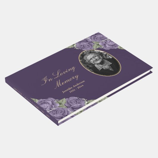 Foto van Elegant Paars Floral Funeral Gastenboek (Hoek)