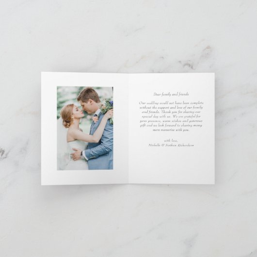 Foto van Elegant Paars Wedding Monogram Bedankkaart (Binnen)