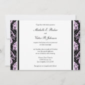 Foto van Elegant Pastel Pink en Black Damask Weddi Kaart (Achterkant)