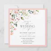Foto van Elegant Peach Pink Waterverf Floral Weddi Kaart (Voorkant)