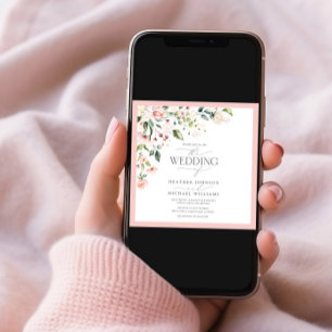 Foto van Elegant Peach Pink Waterverf Floral Weddi Kaart