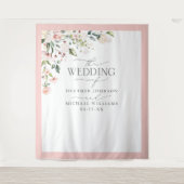 Foto van Elegant Peach Pink Waterverf Floral Weddi Wandkleed (Voorkant)