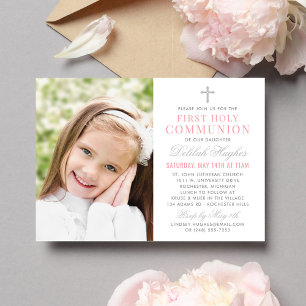 Foto van Elegant Pink en Gray First Communist Girl Kaart