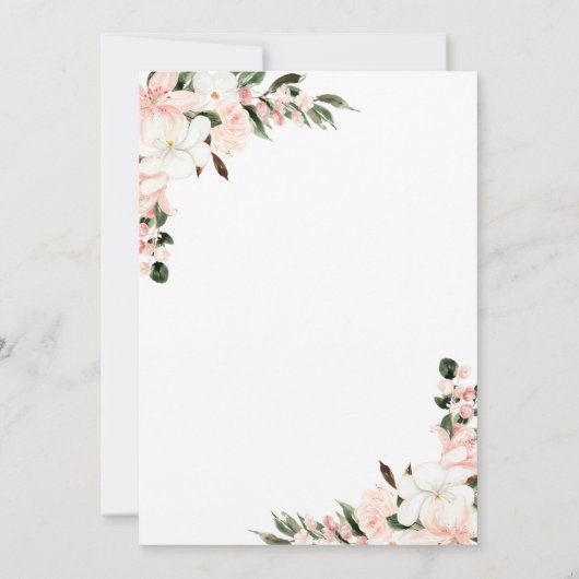 Foto van Elegant Pink Floral Engagement Party Kaart (Achterkant)