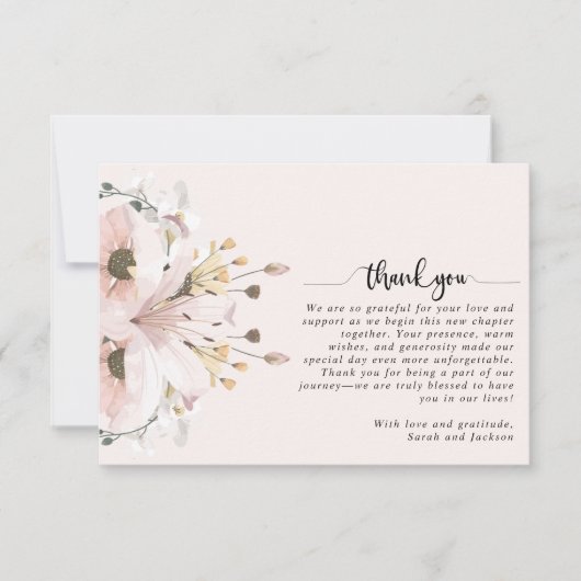 Foto van Elegant Pink Floral Wedding Bedankkaart (Voorkant)