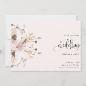 Foto van Elegant Pink Floral Wedding Save The Date (Voorkant)