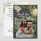 Foto van Elegant Pink Garden Flowers Greenery Bedankkaart (Voorkant / Achterkant)