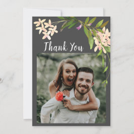 Foto van Elegant Pink Garden Flowers Greenery Bedankkaart