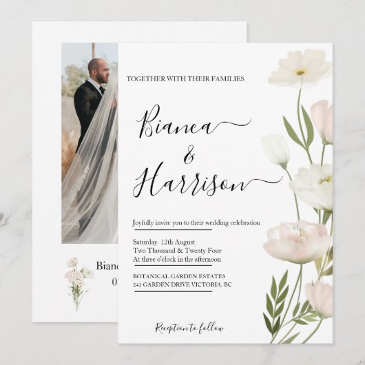 Foto van Elegant Pink Peony Save The Date (Voorkant / Achterkant)